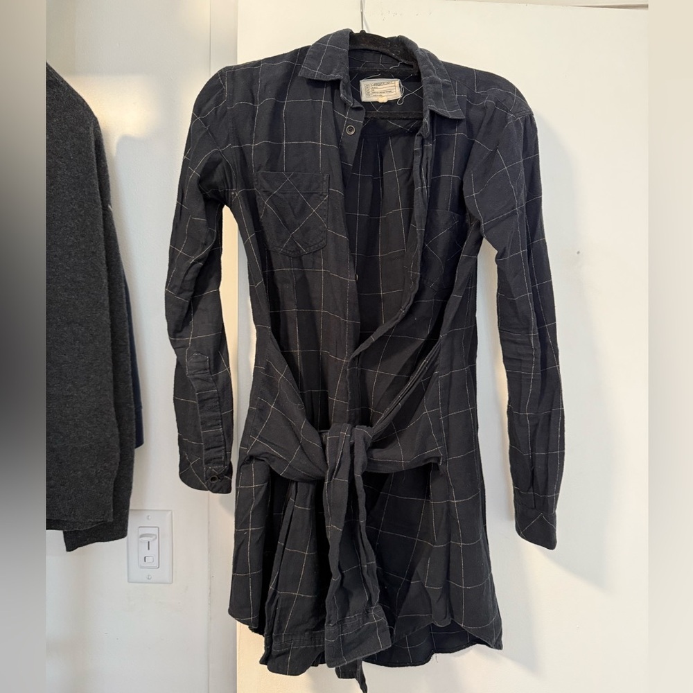 Current/Elliott Dark Plaid Shirt Dress